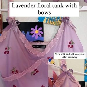 Pink and purple floral tank with fancy straps